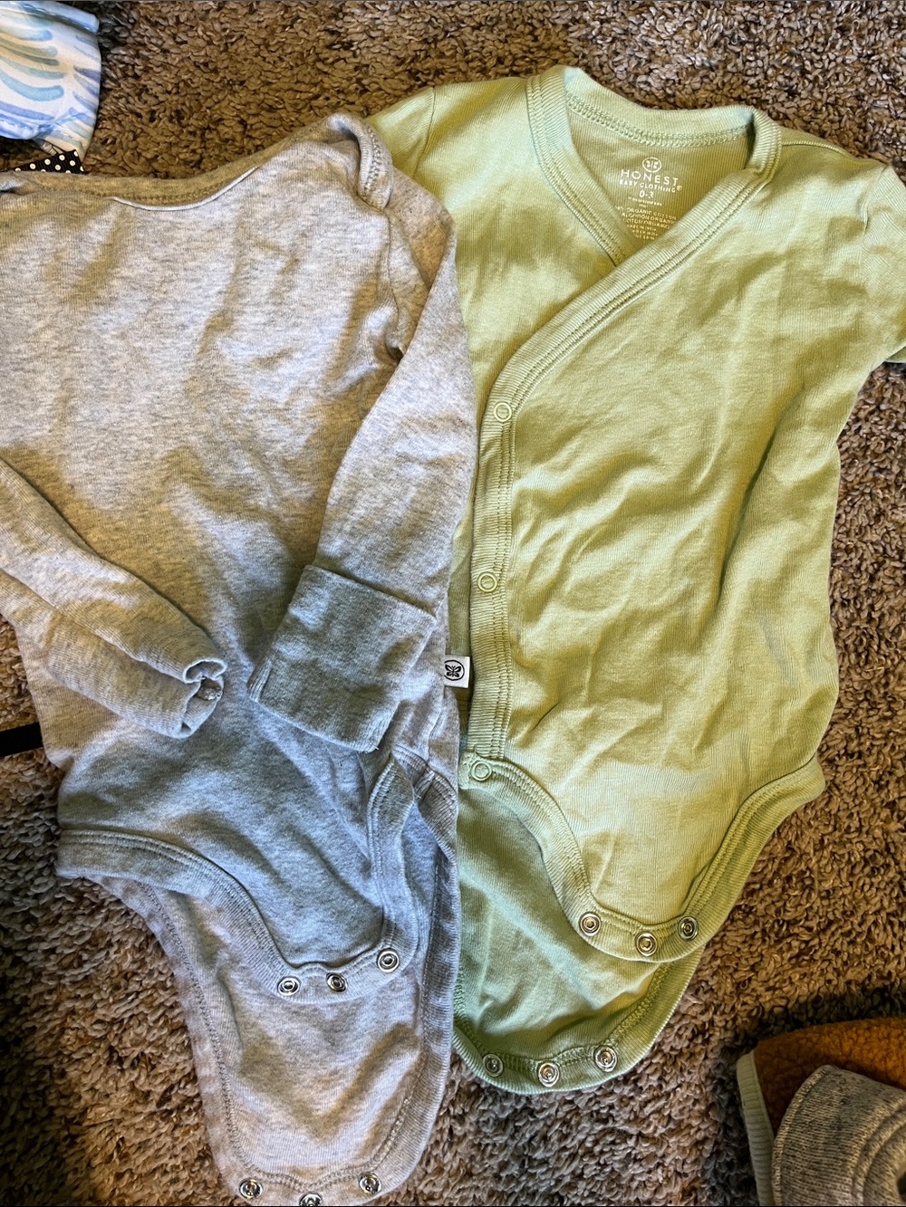 NEST Fragrances Green Wrap-Front One-Piece Bodysuit with Gray Companion